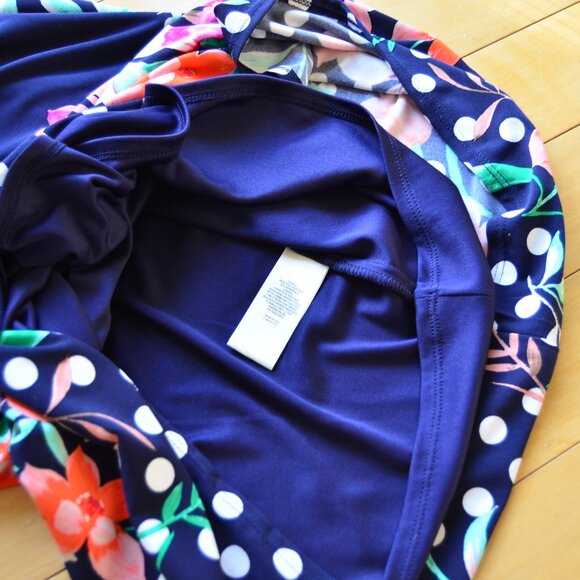 Eliza J Navy Floral Sheath Midi Dress Elbow Sleeve Crew Neck Size 14 NWT - Picture 8 of 13